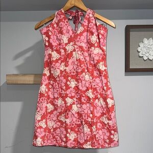 Angie vintage Women’s Floral Halter Sundress - Pink & Red